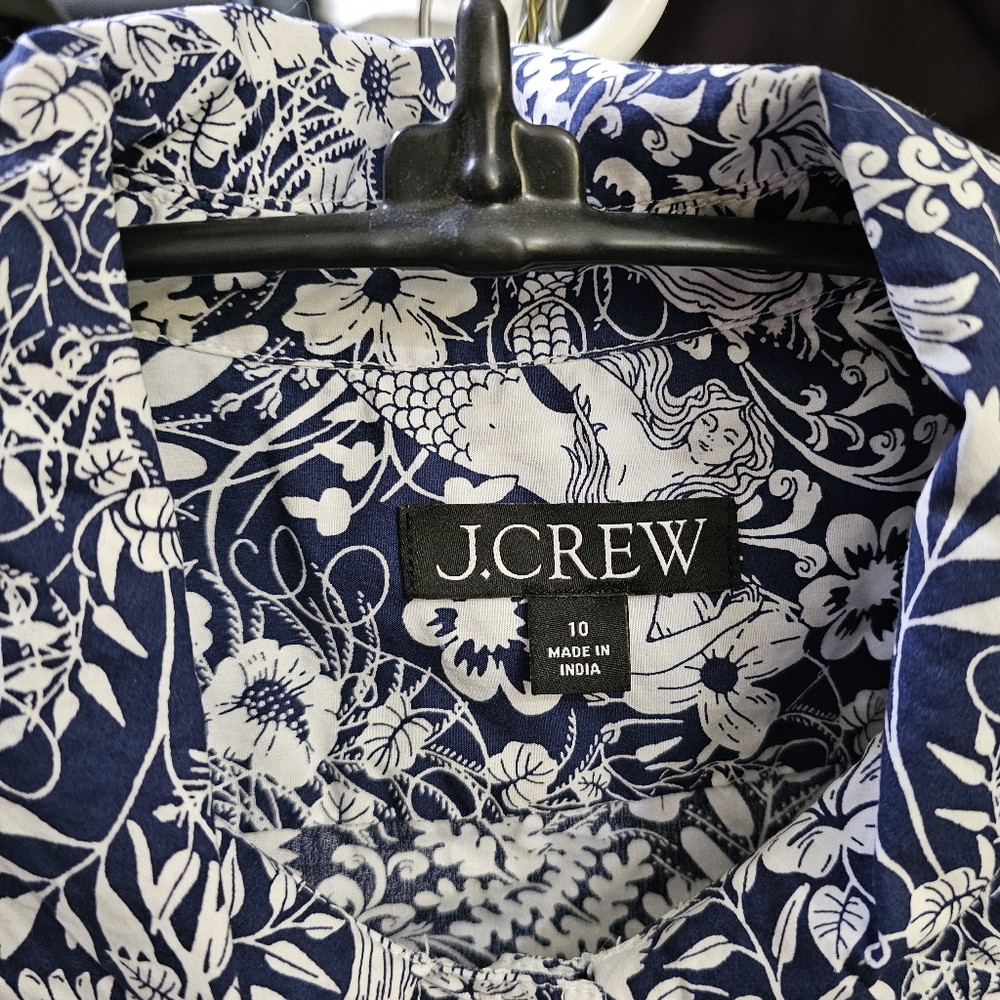 J. Crew Gamine cotton poplin shirt in mermaid floral SZ 10 - Picture 2 of 3